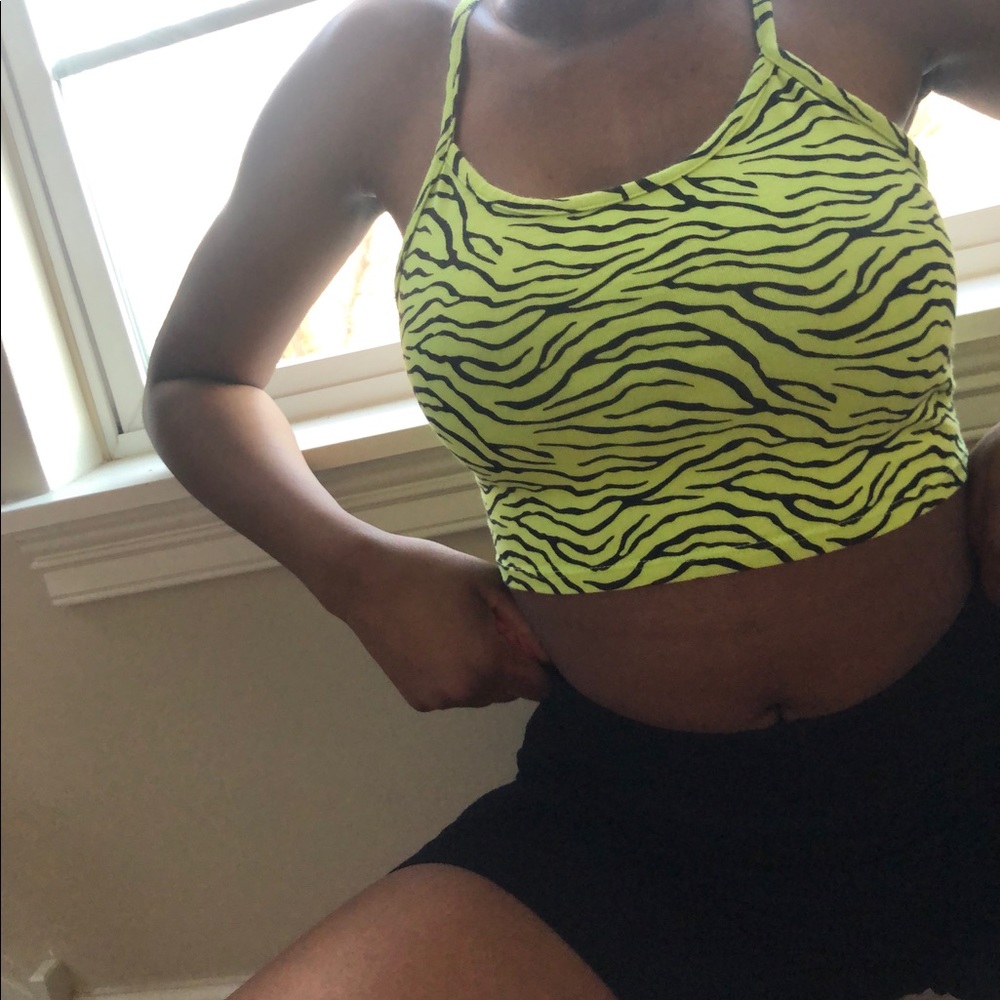 Lime Green Zebra Print Crop Top